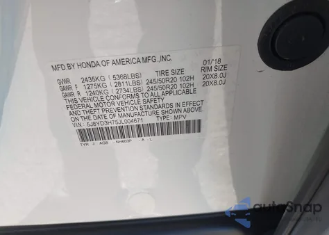 2018 Acura Mdx Technology Entertainment Pkgs z USA, uszkodzony, nr VIN 5J8YD3H75JL004671